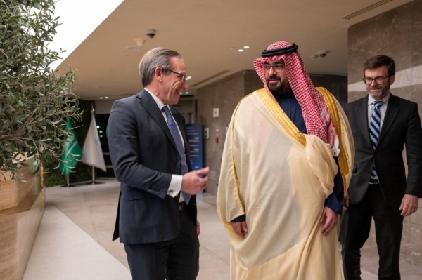 Minister of Economy Faisal Al-Ibrahim with German Finance Minister Dr. Jörg Kokez during their meeting in Riyadh.