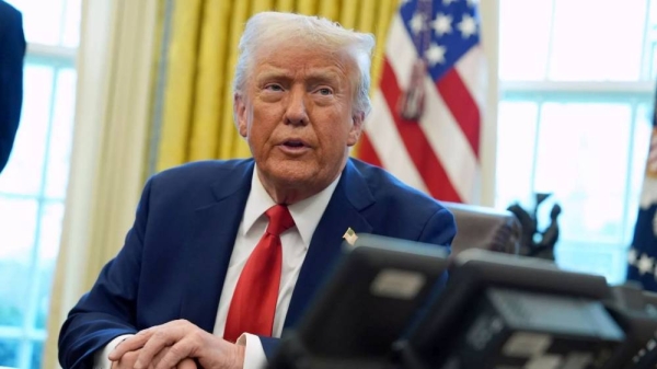 President Donald Trump speaks after signing executive orders in the Oval Office of the White House