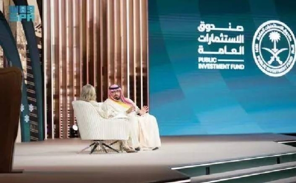 Minister of Economy and Planning Faisal Al-Ibrahim speaking at the PIF Private Sector Forum in Riyadh on Thursday.
