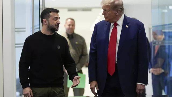 President Donald Trump meets with Ukraine's President Volodymyr Zelensky at Trump Tower, Sept. 27, 2024, in New York