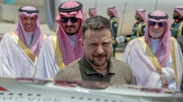 Ukrainian President Volodymyr Zelensky upon his arrival in Saudi Arabia in 2023. (File picture) 