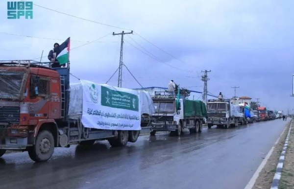 34 new Saudi relief convoys arrive in Gaza