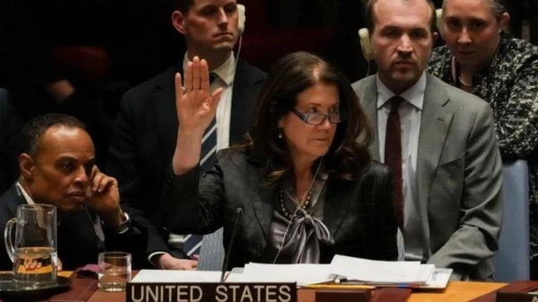 America's acting UN envoy, Dorothy Camille Shea, voting at the UN Security Council