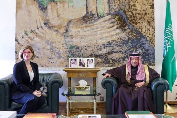 Saudi Vice Minister of Foreign Affairs Eng. Waleed El-Khereiji and Hana Jalloul, a member of the European Parliament and Rapporteur on Saudi Arabia.