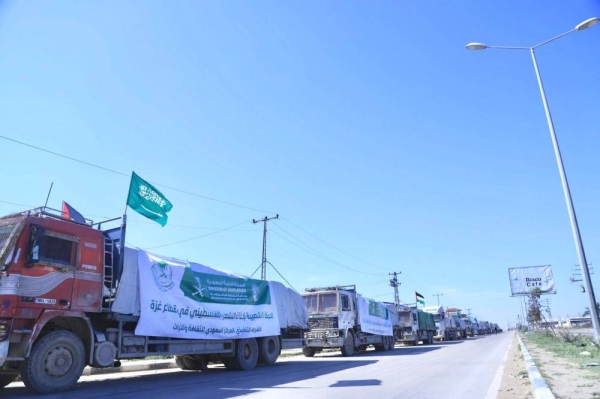 New Saudi relief convoys arrive in northern Gaza Strip