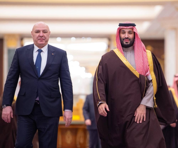 Crown Prince Mohammed bin Salman and Lebanese President Joseph Aoun during their meeting at Al-Yamamah Palace in Riyadh.