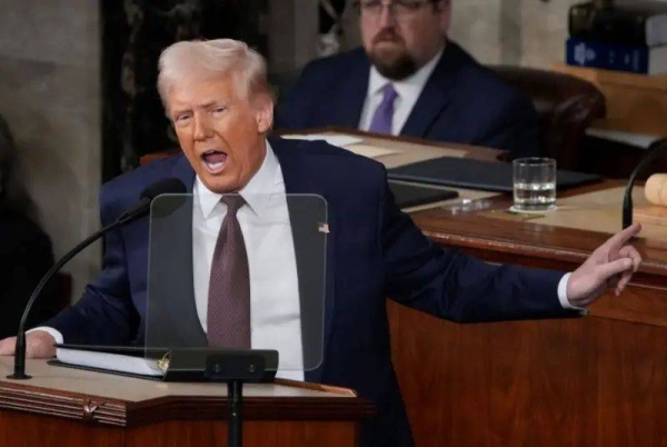 Donald Trump during his first address to Congress after becoming president six weeks ago