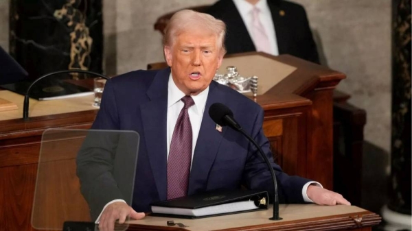 President Donald Trump addresses a joint session of Congress at the Capitol in Washington