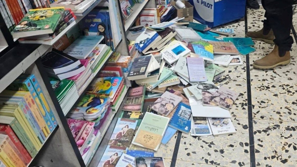 One of the branches of the Educational Bookshop in Jerusalem after it was raided by Israeli police in February