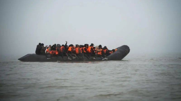 Migrants depart by boat from France to cross the Channel to the UK on 17 January 2025