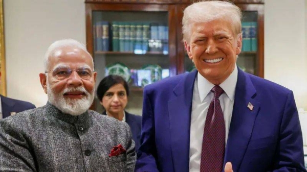 Modi shared a 2019 photo of him and Trump in his first post on Truth Social