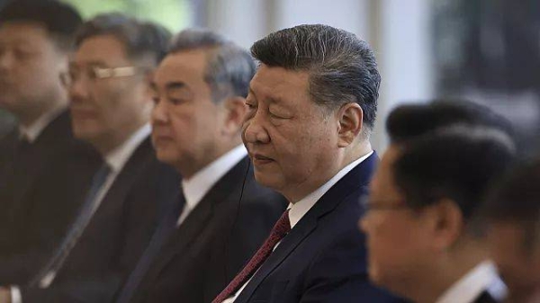 Chinese President Xi Jinping attends a bilateral meeting with Spanish Prime Minister Pedro Sanchez, unseen, at Diaoyutai Guest House in Beijing, China, 11 April 2025
