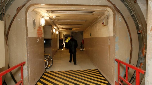 A sluice door is seen in the former German Government Bunker in Marienthal, southwest of Bonn
