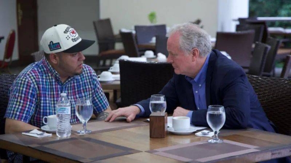 Van Hollen (right) posted a photo of his meeting with Kilmar Ábrego García