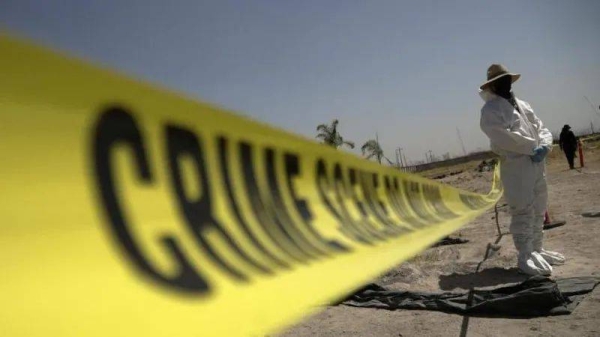 Forensic teams gathered evidence at the site
