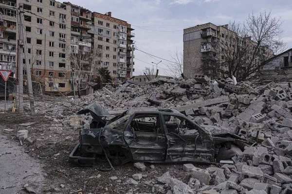A view of Pokrovsk, the site of heavy battles with Russian troops, in the Donetsk region, 25 March 2025