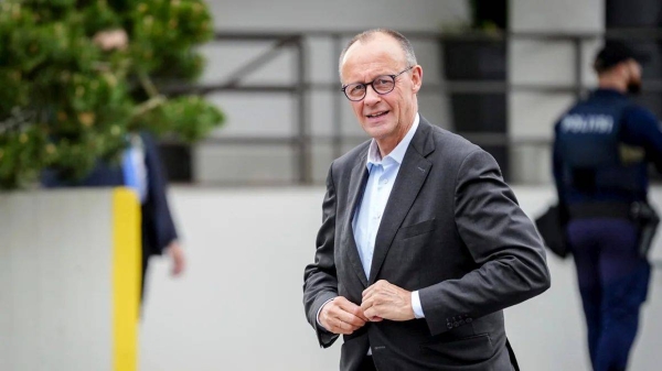German Chancellor Friedrich Merz attends a meeting of the Nordic heads of government in Turku, Finland, on May 26, 2025
