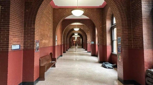 A hallway in the main building at Georgetown University