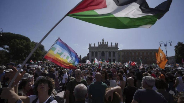 Demonstration for an end to the war in Gaza organised in Rome