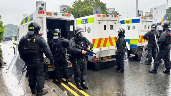 There was a heavy police presence in the centre of Portadown