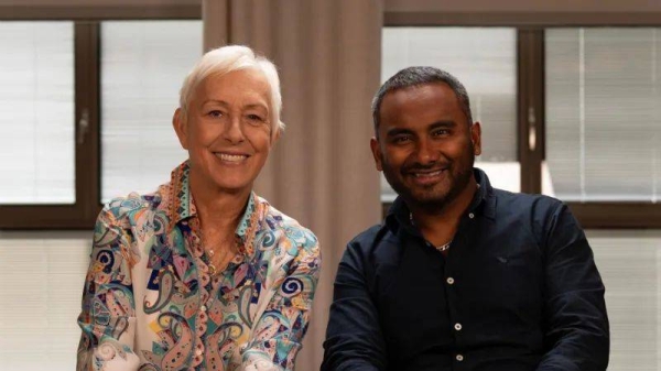 Martina Navratilova, left, tells BBC's Amol Rajan, right, that she feels the US has become 'totalitarian'