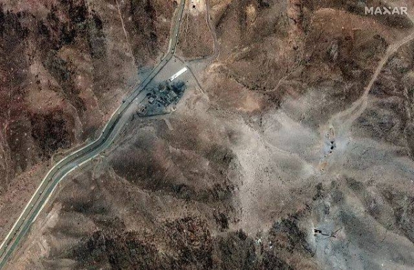 A satellite image provided by Maxar Technologies shows damage at Fordow enrichment facility after strikes in Iran, 24 June, 2025