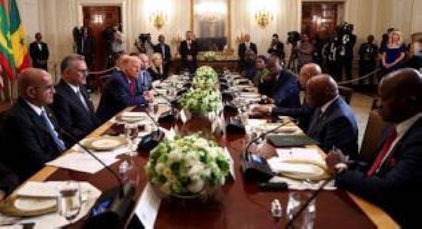 Trump praises ‘good English’ of Liberian president, prompting criticism across Africa