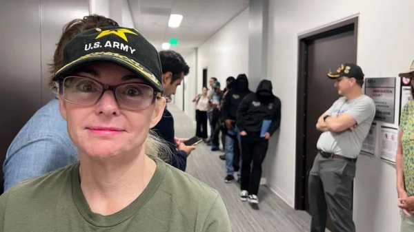 Monique Labarre is part of the Battle Buddies, a group of army vets who show support for Afghan refugees at immigration hearings