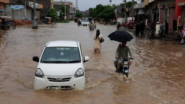 The city of Sialkot has been partially submerged by floodwaters after record rainfall