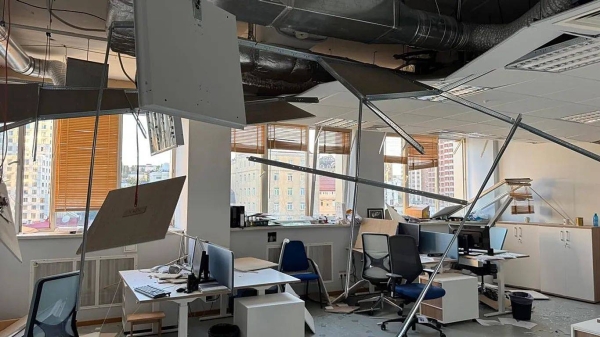 The destruction inside the EU delegation in Kyiv