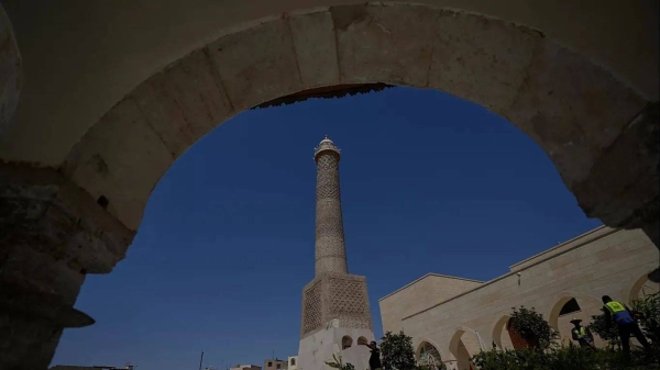 Preparations are underway ahead of the visit of Iraqi prime minister Mohammed Shia al-Sudani to al-Nouri Mosque in Mosul, 31 August, 2025 -