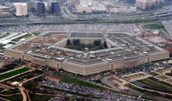 An aerial view of the Pentagon in Washington