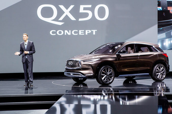 Roland Krueger, President of INFINITI, with QX50 Concept at NAIAS 2017