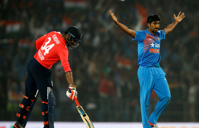 India's Jasprit Bumrah celebrates after winning the T20 match against England at the Vidarbha Cricket Association Stadium, Nagpur. — Reuters