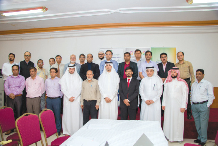 Officials of MBN Luxury Lines, organizers of the Indian Expo 2017, Saudi Indian Business Network (SIBN) and the Consulate General of India pose during the launch the exhibition website and media center in Jeddah.