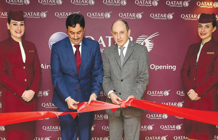 Qatar Airways Group Chief Executive Akbar Al Baker  presides over the opening of the new and luxurious Qatar Airways Premium Lounge at Paris Charles de Gaulle Airport last Jan. 12 in the presence of honored VIP guests