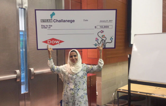 Dar Al-Hekma student Maha Moussa who won the first prize at the STEAM Innovation Challenge as part of a team. — Courtesy photo