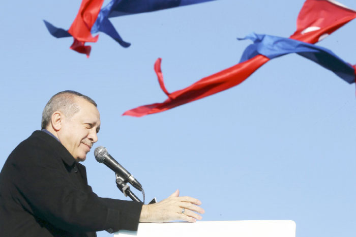 Turkey’s President Recep Tayyip Erdogan addresses his supporters in Istanbul, Saturday. — AP