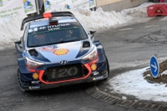 Belgian driver Thierry Neuville steers his Hyundai I20 WRC during the ES5 of the second stage of the 85th Monte Carlo Rally, between Saint Leger les Melezes and La Batie Neuve, in Saint Leger les Melezes, southeastern France Friday. - AFP