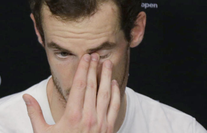 Britain's Andy Murray gestures during a post-match news conference after his stunning loss. — Reuters