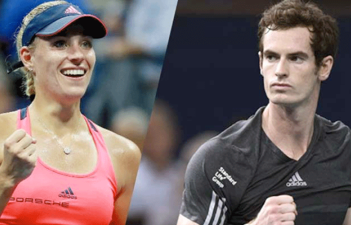 Angelique Kerber (L) and Andy Murray