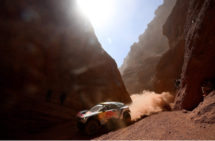 Peugeot’s pilot Stephane Peterhansel and co-pilot Jean Paul Cottret, both from France, compete during the Stage 3 of the 2017 Dakar Rally between San Miguel de Tucuman and San Salvador de Jujuy, in Argentina, Wednesday. — AFP