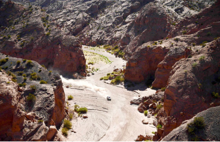 Peugeot’s French driver Sebastien Loeb and co-driver Daniel Elena of Monaco compete in Stage 10 of the 2017 Dakar Rally between Chilecito and San Juan, Argentina, Thursday. - AFP