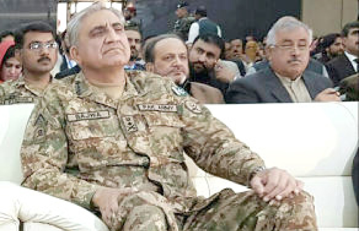 Pakistan Army Chief General Qamar Javed Bajwa looks on during a seminar on Chinese investment at the Engineering University of Khuzdar in Khuzdar, some 200 km north of Karachi, in this Jan. 5, 2017 file photo. — AFP