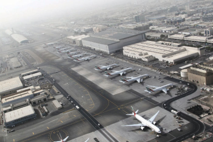 File photo shows an aerial view of Dubai international airport. — AFP