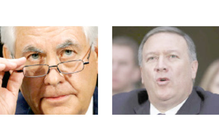 Rex Tillerson (L) and Mike Pompeo