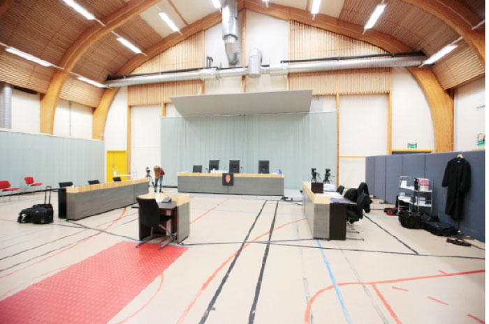 A general view shows the sports hall of the Telemark prison in Skien, Norway, on Tuesday where the appeal hearing by the Norwegian state, found guilty of inhumane treatment against Norwegian mass murder Anders Behring Breivik will be held. — AFP