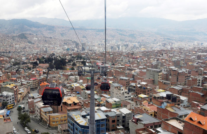 Aerial view of La Paz taken from the cable car that connects La Paz with El Alto, in Bolivia, taken Sunday during the rest day of the 2017 Dakar Rally. Swamped by torrential rain and sinking in a quagmire of cloying mud, the Dakar Rally cancelled its sixth stage Saturday, leaving competitors puzzled over what awaits them in the second week of the gruelling race. – AFP