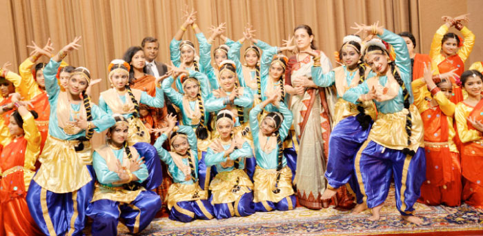 Students of Indian International Public School, Riyadh, pose after a dance in the colorful cultural program.