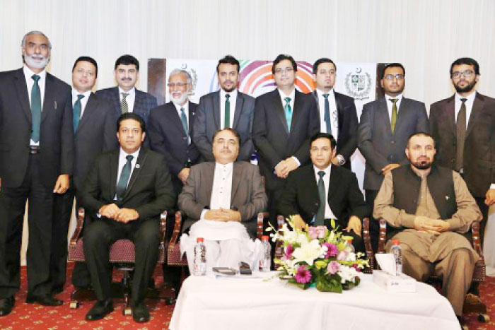 Members of Bazm-e-Riaz with the Ambassador Manzoor ul Haq and DHM Hassan Wazir